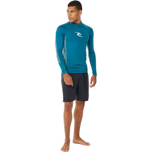 2024 Rip Curl Mens Waves UPF Performance Long Sleeve Rash Vest 141MRV - Deep Ocean